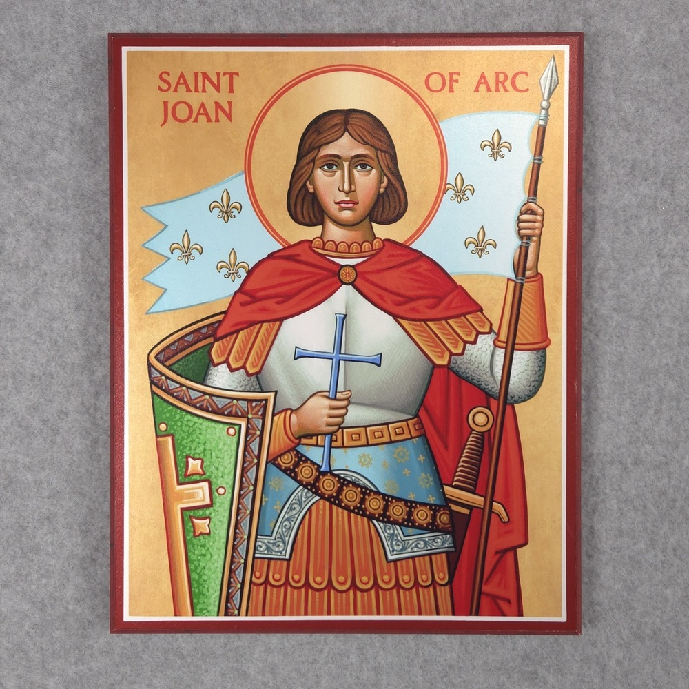 St Joan of Arc Monastery Icons Wood Plaque Byzantine Style Catholic 10"